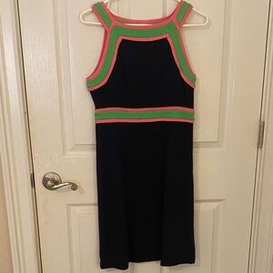 Lilly Pulitzer  Navy Dress with Pink & Green Trim Sz 2